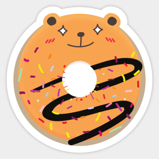 Smug Orange Bear Donut Sticker